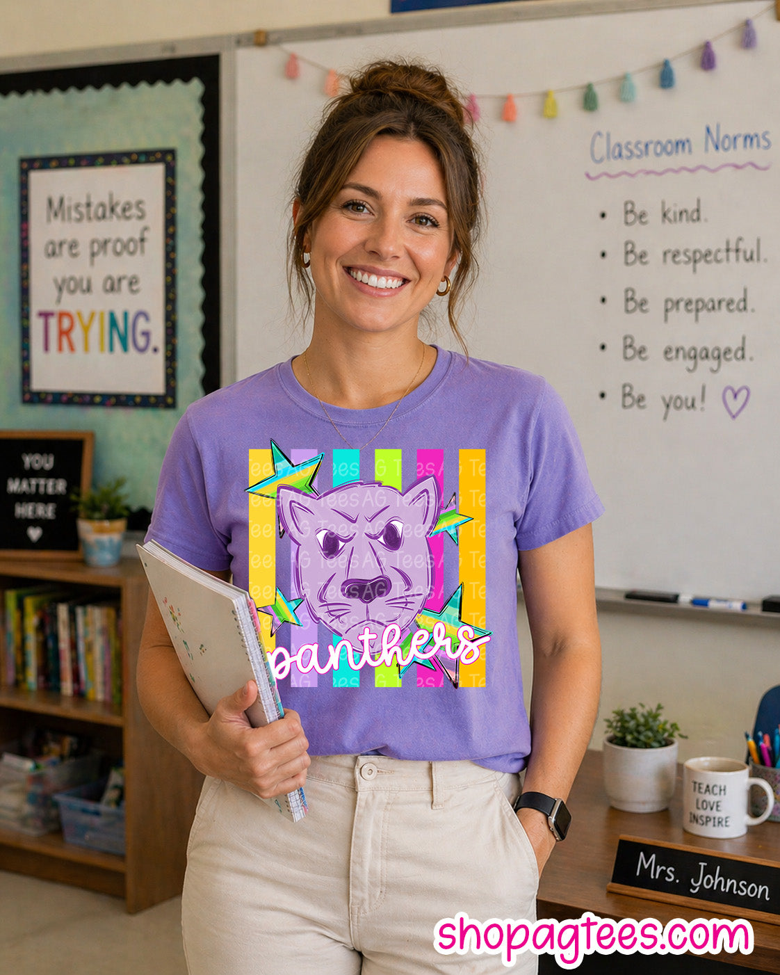 Purple Neon Mascots- Panthers- Violet- Comfort Colors