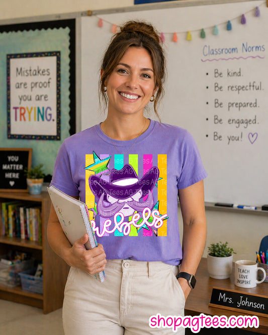 Purple Neon Mascots- Rebels- Violet- Comfort Colors